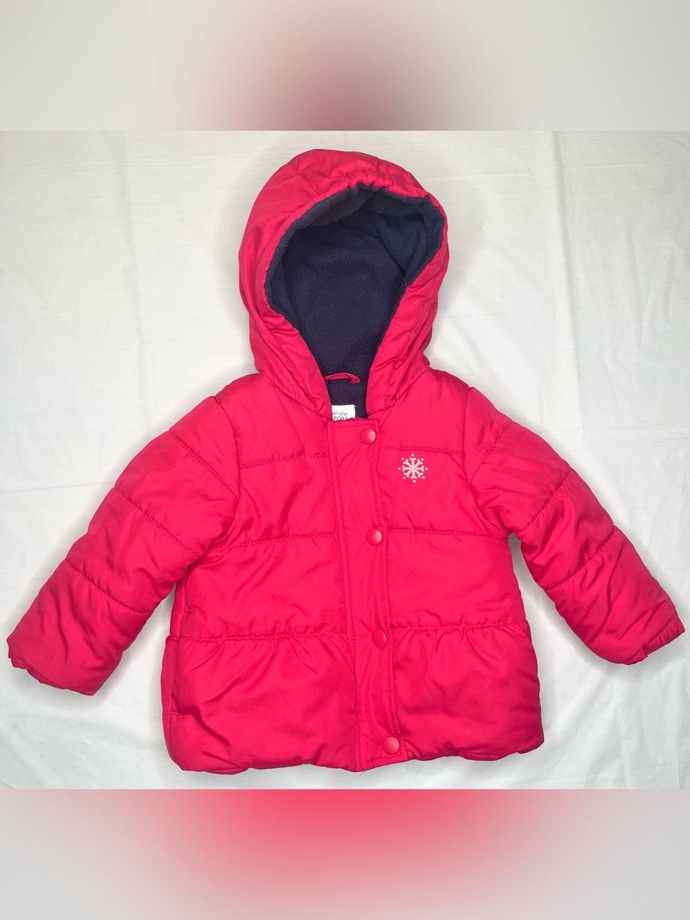 Carter's Hot Pink Puffer Jacket with Snowflake Accent